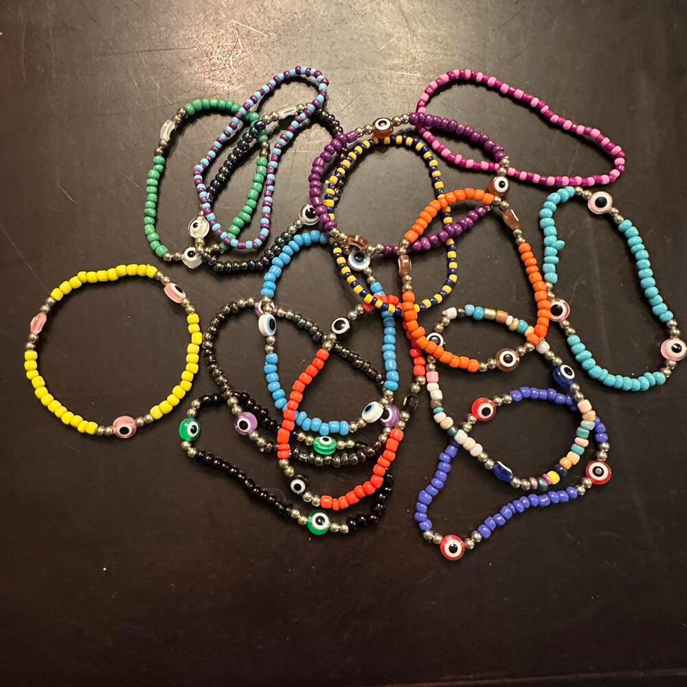 Unique hand beaded evil eye bracelets